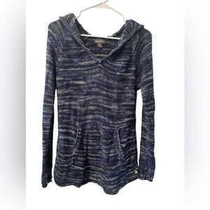 Eddie Bauer Westbridge blue and white hooded sweater size M